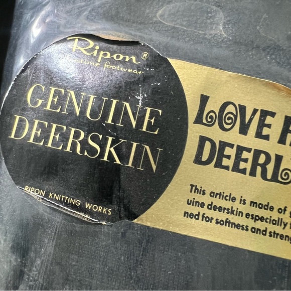 Vintage Ripon Deerskin leather slipper black size 11 made in USA new - Picture 2 of 12